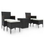 Mesa sillas jardín 5 pzas ratán sintético vidrio templado negro de , Conjuntos de jardín - Ref: Foro24-3058374, Precio: 255,8...