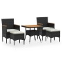 Set comedor jardín 5 pzas ratán sintético y madera acacia negro de , Conjuntos de jardín - Ref: Foro24-3058336, Precio: 315,6...