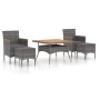 Set de comedor jardín 5 pzas ratán sintético madera acacia gris de , Conjuntos de jardín - Ref: Foro24-3058357, Precio: 537,9...