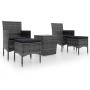 Mesa sillas jardín 5 pzas ratán sintético vidrio templado gris de , Conjuntos de jardín - Ref: Foro24-3058369, Precio: 193,50...