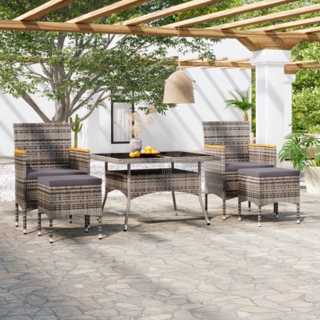 Set comedor jardín 5 pzas ratán sintético vidrio templado gris de , Conjuntos de jardín - Ref: Foro24-3058355, Precio: 538,29...