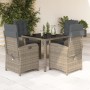 Set comedor de jardín 5 piezas con cojines ratán sintético gris en Conjuntos de jardín | Comprar online en Foru.es