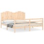Estructura de cama de matrimonio con cabecero madera maciza de , Camas y somieres - Ref: Foro24-3194196, Precio: 190,79 €, De...
