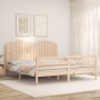 Estructura de cama de matrimonio con cabecero madera maciza de , Camas y somieres - Ref: Foro24-3194196, Precio: 190,79 €, De...