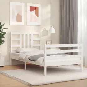 Estructura de cama con cabecero madera maciza blanco 100x200 cm de , Camas y somieres - Ref: Foro24-3193912, Precio: 108,32 €...