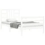 Estructura de cama con cabecero madera maciza blanco 100x200 cm de , Camas y somieres - Ref: Foro24-3193912, Precio: 108,32 €...