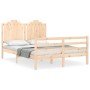 Estructura de cama de matrimonio con cabecero madera maciza de , Camas y somieres - Ref: Foro24-3194156, Precio: 158,29 €, De...