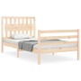 Estructura de cama con cabecero madera maciza 100x200 cm de , Camas y somieres - Ref: Foro24-3194301, Precio: 117,38 €, Descu...