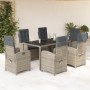 Set comedor jardín 7 pzas y cojines ratán sintético gris en Conjuntos de jardín | Comprar online en Foru.es