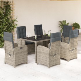 Set comedor jardín 7 pzas y cojines ratán sintético gris en Conjuntos de jardín | Comprar online en Foru.es
