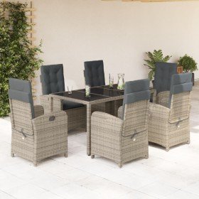 Set comedor jardín 7 pzas y cojines ratán sintético gris en Conjuntos de jardín | Comprar online en Foru.es