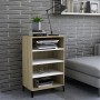 Aparador madera contrachapada blanco y roble Sonoma 57x35x90 cm de , Aparadores - Ref: Foro24-806135, Precio: 61,19 €, Descue...