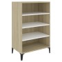Aparador madera contrachapada blanco y roble Sonoma 57x35x90 cm de , Aparadores - Ref: Foro24-806135, Precio: 61,19 €, Descue...
