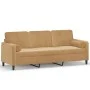 Sofá de 3 plazas con cojines terciopelo marrón 180 cm de , Sofás - Ref: Foro24-3200898, Precio: 320,86 €, Descuento: %