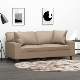 Sofá de 2 plazas con cojines cuero sintético capuchino 140 cm de , Sofás - Ref: Foro24-3200870, Precio: 289,87 €, Descuento: %