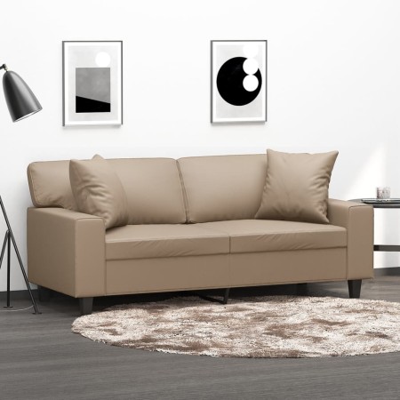 Sofá de 2 plazas con cojines cuero sintético capuchino 140 cm de , Sofás - Ref: Foro24-3200870, Precio: 289,87 €, Descuento: %