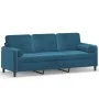 Sofá de 3 plazas con cojines terciopelo azul 180 cm de , Sofás - Ref: Foro24-3200900, Precio: 327,72 €, Descuento: %