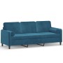 Sofá de 3 plazas con cojines terciopelo azul 180 cm de , Sofás - Ref: Foro24-3200900, Precio: 334,35 €, Descuento: %