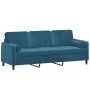 Sofá de 3 plazas con cojines terciopelo azul 180 cm de , Sofás - Ref: Foro24-3200900, Precio: 327,72 €, Descuento: %