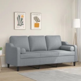 Sofá de 3 plazas con cojines tela gris claro 180 cm de , Sofás - Ref: Foro24-3200853, Precio: 286,94 €, Descuento: %