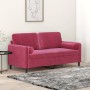 Sofá de 2 plazas con cojines terciopelo rojo tinto 140 cm de , Sofás - Ref: Foro24-3200885, Precio: 244,44 €, Descuento: %