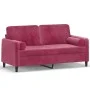 Sofá de 2 plazas con cojines terciopelo rojo tinto 140 cm de , Sofás - Ref: Foro24-3200885, Precio: 240,41 €, Descuento: %