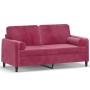 Sofá de 2 plazas con cojines terciopelo rojo tinto 140 cm de , Sofás - Ref: Foro24-3200885, Precio: 244,44 €, Descuento: %