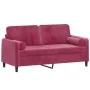 Sofá de 2 plazas con cojines terciopelo rojo tinto 140 cm de , Sofás - Ref: Foro24-3200885, Precio: 240,41 €, Descuento: %
