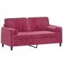 Sofá de 2 plazas con cojines terciopelo rojo tinto 140 cm de , Sofás - Ref: Foro24-3200885, Precio: 244,44 €, Descuento: %