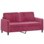 Sofá de 2 plazas con cojines terciopelo rojo tinto 140 cm de , Sofás - Ref: Foro24-3200885, Precio: 244,44 €, Descuento: %