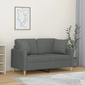Sofá de 2 plazas con cojines tela gris oscuro 120 cm de , Sofás - Ref: Foro24-3200902, Precio: 238,30 €, Descuento: %