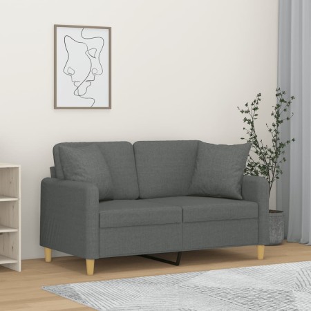 Sofá de 2 plazas con cojines tela gris oscuro 120 cm de , Sofás - Ref: Foro24-3200902, Precio: 242,52 €, Descuento: %