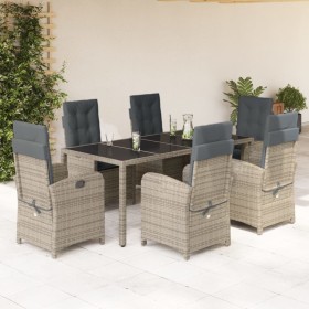 Set comedor jardín 7 pzas y cojines ratán sintético gris en Conjuntos de jardín | Comprar online en Foru.es