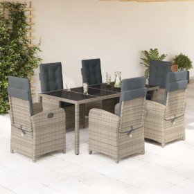 Set comedor jardín 7 pzas y cojines ratán sintético gris en Conjuntos de jardín | Comprar online en Foru.es