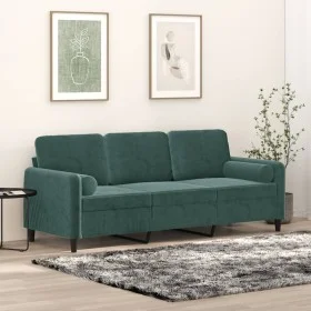 Sofá de 3 plazas con cojines terciopelo verde oscuro 180 cm de , Sofás - Ref: Foro24-3200893, Precio: 332,99 €, Descuento: %
