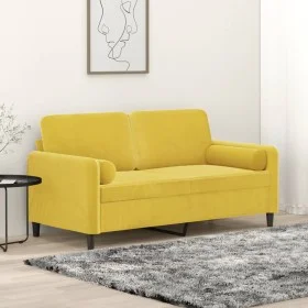Sofá de 2 plazas con cojines terciopelo amarillo 140 cm de , Sofás - Ref: Foro24-3200887, Precio: 227,50 €, Descuento: %