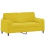 Sofá de 2 plazas con cojines terciopelo amarillo 140 cm de , Sofás - Ref: Foro24-3200887, Precio: 227,50 €, Descuento: %