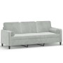 Sofá de 3 plazas con cojines terciopelo gris claro 180 cm de , Sofás - Ref: Foro24-3200891, Precio: 260,17 €, Descuento: %
