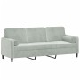 Sofá de 3 plazas con cojines terciopelo gris claro 180 cm de , Sofás - Ref: Foro24-3200891, Precio: 260,17 €, Descuento: %