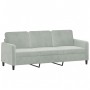 Sofá de 3 plazas con cojines terciopelo gris claro 180 cm de , Sofás - Ref: Foro24-3200891, Precio: 260,17 €, Descuento: %