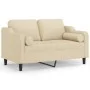 2-seater sofa with cream fabric cushions 120 cm by , Sofas - Ref: Foro24-3200839, Price: 215,61 €, Discount: %