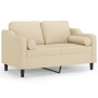 Sofá de 2 plazas con cojines tela color crema 120 cm de , Sofás - Ref: Foro24-3200839, Precio: 218,55 €, Descuento: %
