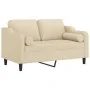 Sofá de 2 plazas con cojines tela color crema 120 cm de , Sofás - Ref: Foro24-3200839, Precio: 215,61 €, Descuento: %