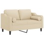 Sofá de 2 plazas con cojines tela color crema 120 cm de , Sofás - Ref: Foro24-3200839, Precio: 218,55 €, Descuento: %