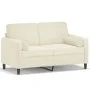 Sofá de 2 plazas con cojines terciopelo color crema 120 cm de , Sofás - Ref: Foro24-3200879, Precio: 255,02 €, Descuento: %