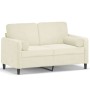 Sofá de 2 plazas con cojines terciopelo color crema 120 cm de , Sofás - Ref: Foro24-3200879, Precio: 259,36 €, Descuento: %