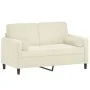 Sofá de 2 plazas con cojines terciopelo color crema 120 cm de , Sofás - Ref: Foro24-3200879, Precio: 255,02 €, Descuento: %