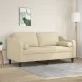 Sofá de 2 plazas con cojines tela color crema 140 cm de , Sofás - Ref: Foro24-3200847, Precio: 228,09 €, Descuento: %