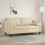Sofá de 2 plazas con cojines tela color crema 140 cm de , Sofás - Ref: Foro24-3200847, Precio: 231,62 €, Descuento: %