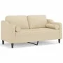 Sofá de 2 plazas con cojines tela color crema 140 cm de , Sofás - Ref: Foro24-3200847, Precio: 228,09 €, Descuento: %